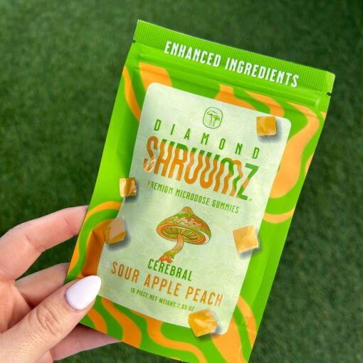 Buy Diamond Shruumz Gummies Sour Apple Peach – Micro Dose 15 pieces